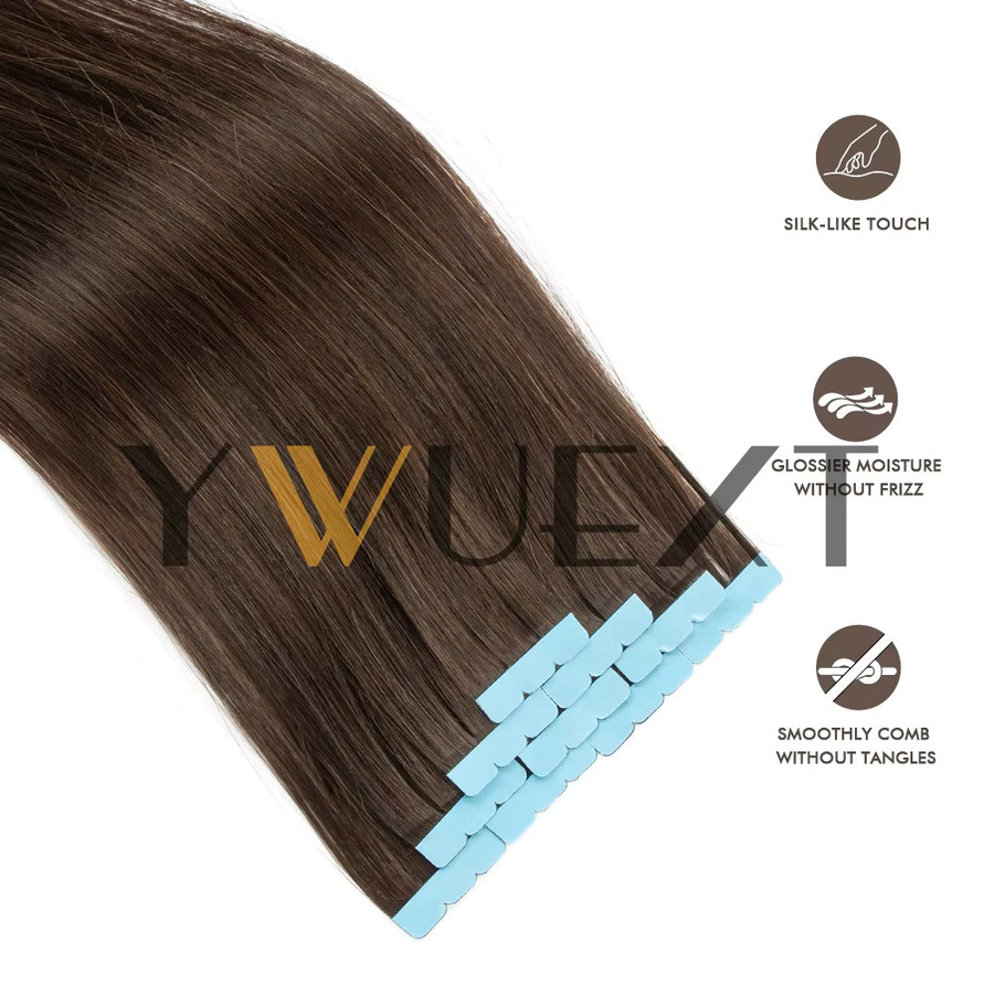 YWUEXT Tape-In Haarverlängerungen, Echthaar, braun, 10 Stück/Packung - Bild 5