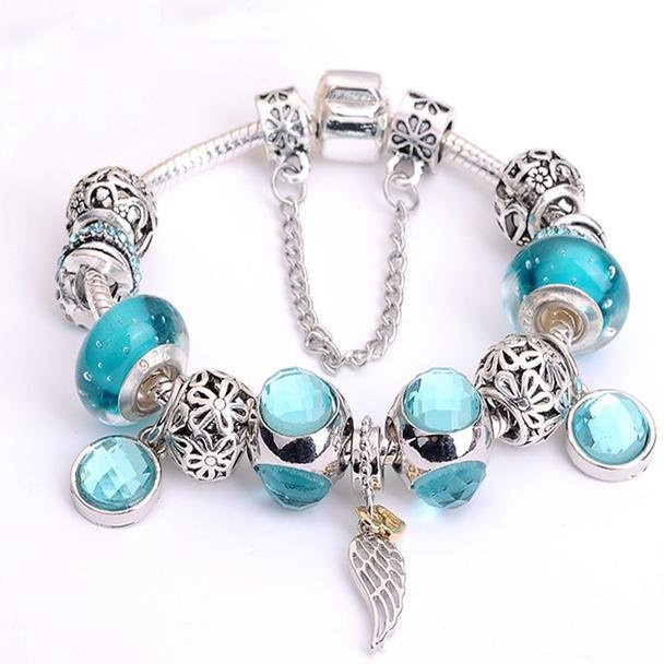Allbestart Charm-Armband, Schlangenkette, Kristall, Silber, 18cm, Kinder und Frauen - Bild 1