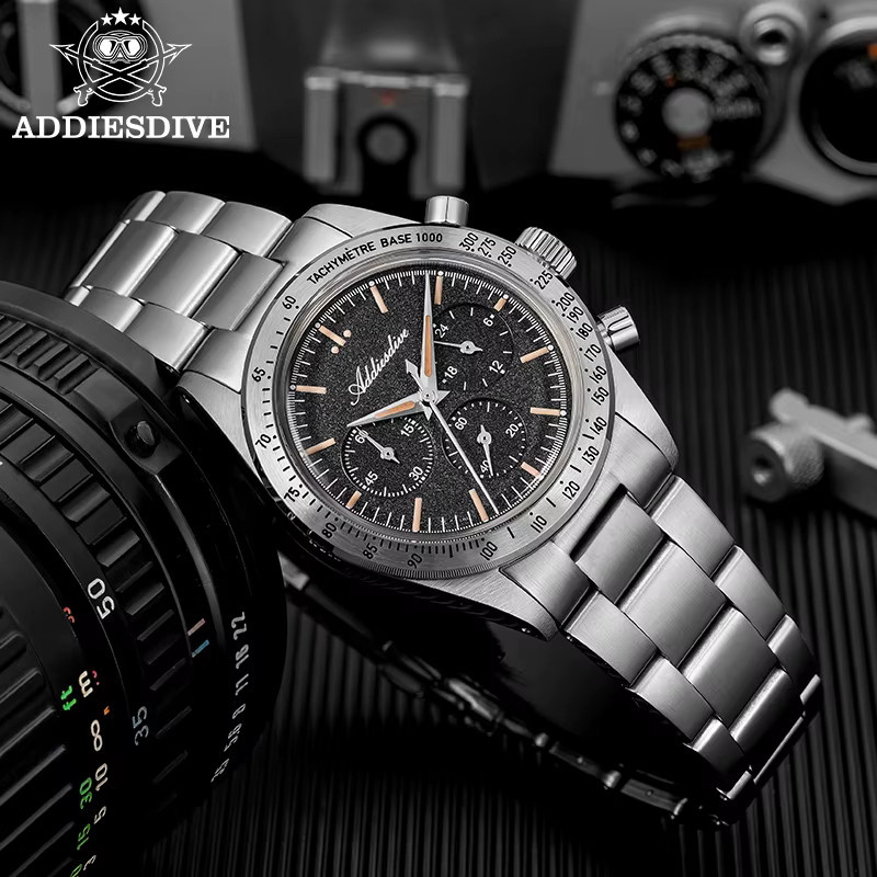 ADDIESDIVE Chronograph, Quarz, Edelstahl, Schwarz, Herren - Bild 4