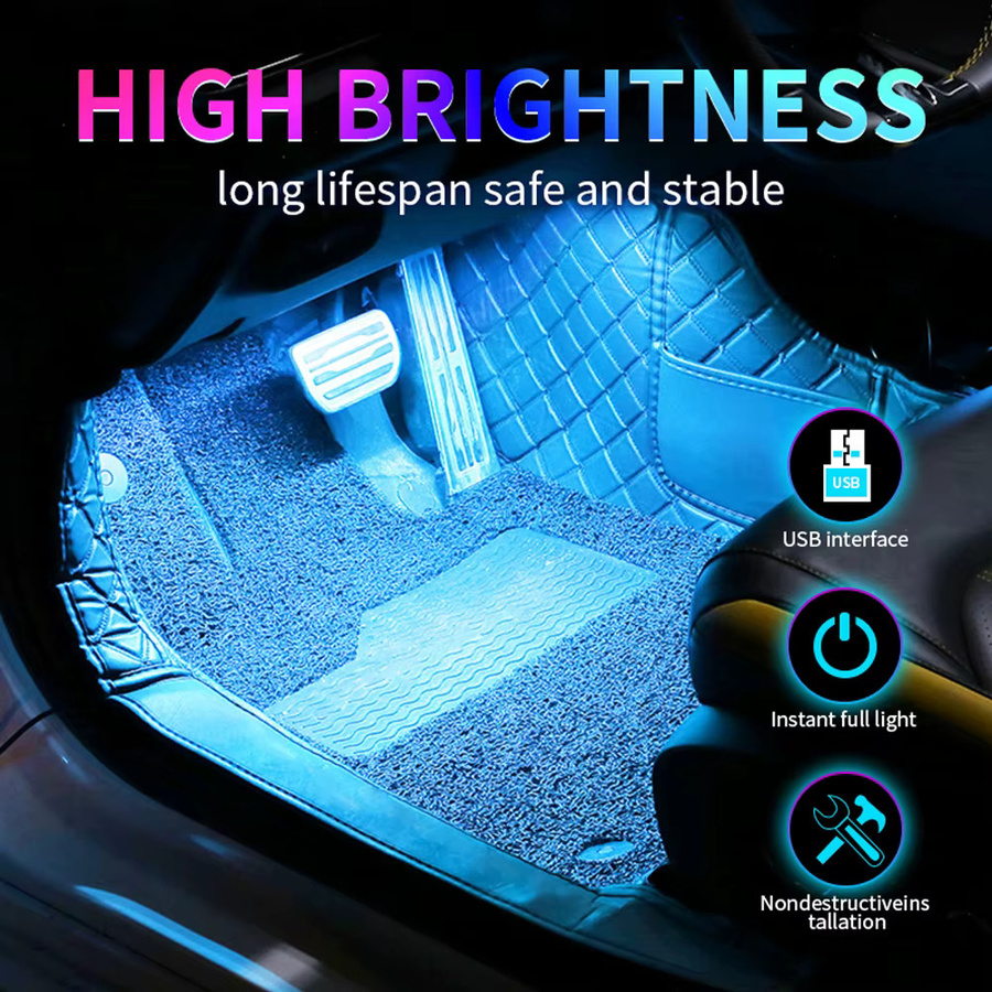 WUMFIRE LED Auto Innenbeleuchtung Neon Fußlicht mit USB-Anschluss zur dekorativen Hintergrundbeleuchtung - Bild 5