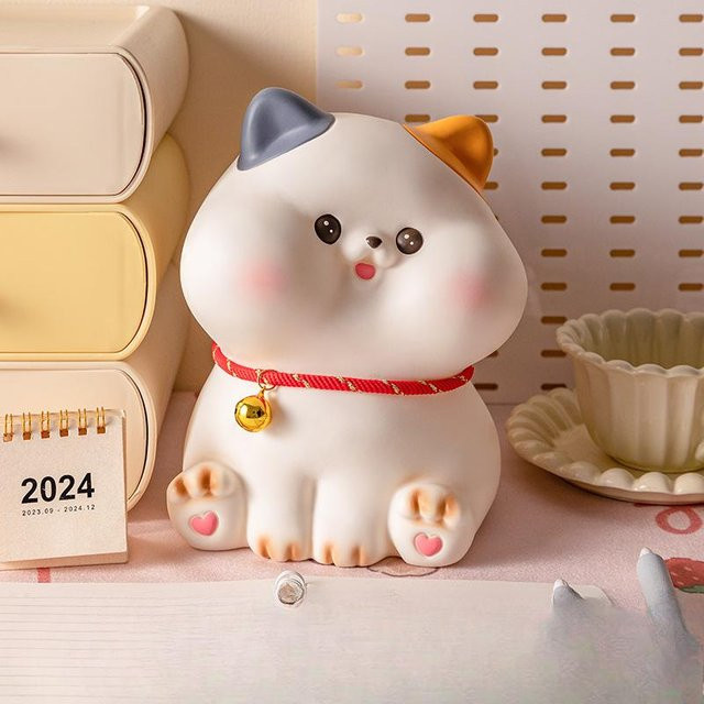 Dingdang Katzen Sparschwein von Yiran Furniture für Kinder in Gelb, Orange und Grau - Bild 1