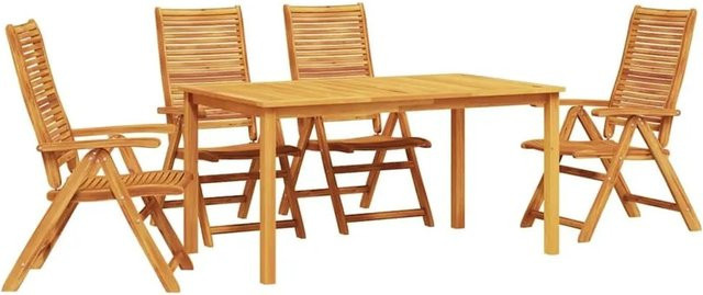 vidaXL Garten Essgruppe aus Akazien-Massivholz in Braun mit 5 Stühlen - Bild 1