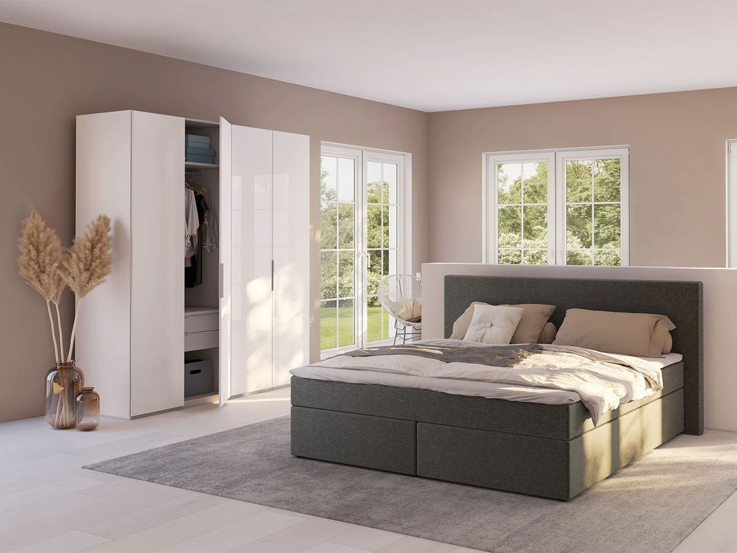SUN GARDEN Boxspringbett DARWIN in Anthrazit mit Bonell-Federkernmatratze und Topper, B/T: 140 x 200 cm - Bild 3