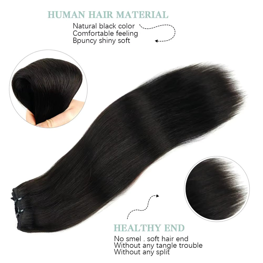 Happy Monday Clip-In-Haarverlängerungen, 100 % Echthaar, Schwarz, 120 g - Bild 5