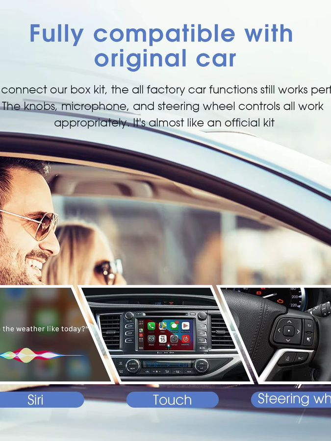 LEXXSON Kabelloser CarPlay und Android Auto Adapter für Toyota mit Entune 2.0, Upgrade-Decoder-Box für Corolla, Tacoma und Camry, Schwarz - Bild 7