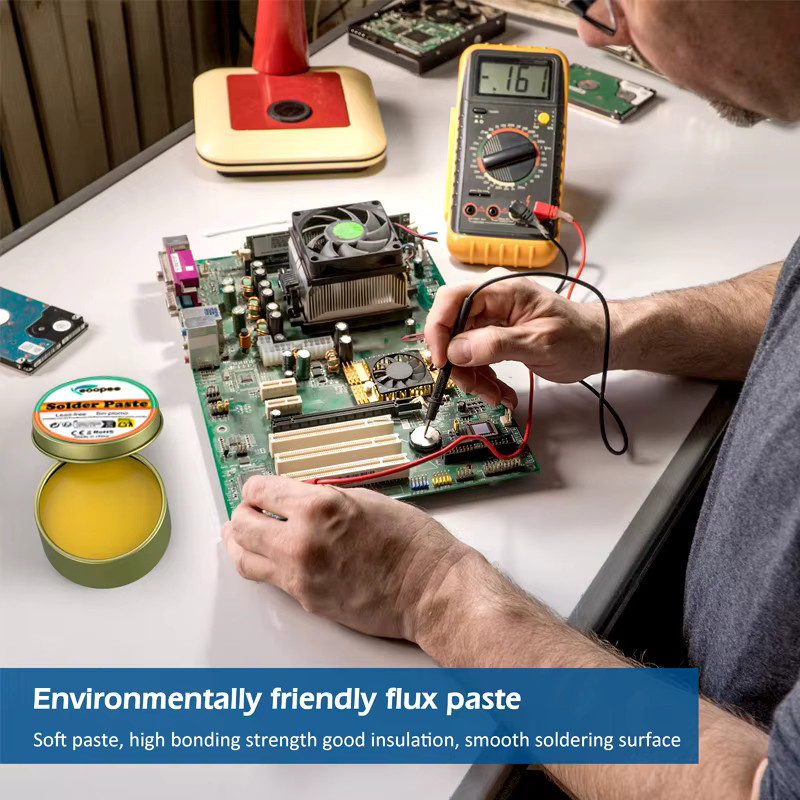 Bleifreie Kolophonium-Lötpaste für Elektronik-Leiterplatten in Gelb - Bild 5