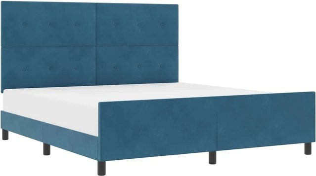 vidaXL Boxspringbett mit Kopfteil in Dunkelblau aus Samt, B/T: 180 x 200 cm - Bild 1