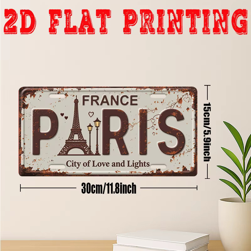 CIFBUY Vintage Paris Metallschild Eiffelturm Wanddekoration B: 30 cm, H: 15 cm - Bild 2