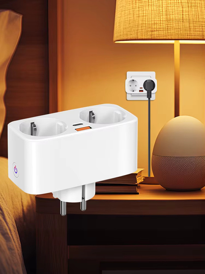 MANHOT 2-in-1 WLAN Smart-Steckdose mit PD20W/25W Schnellladestecker, Dual-Outlet, Weiß, kompatibel mit Tuya, Alexa und Google Home - Bild 7