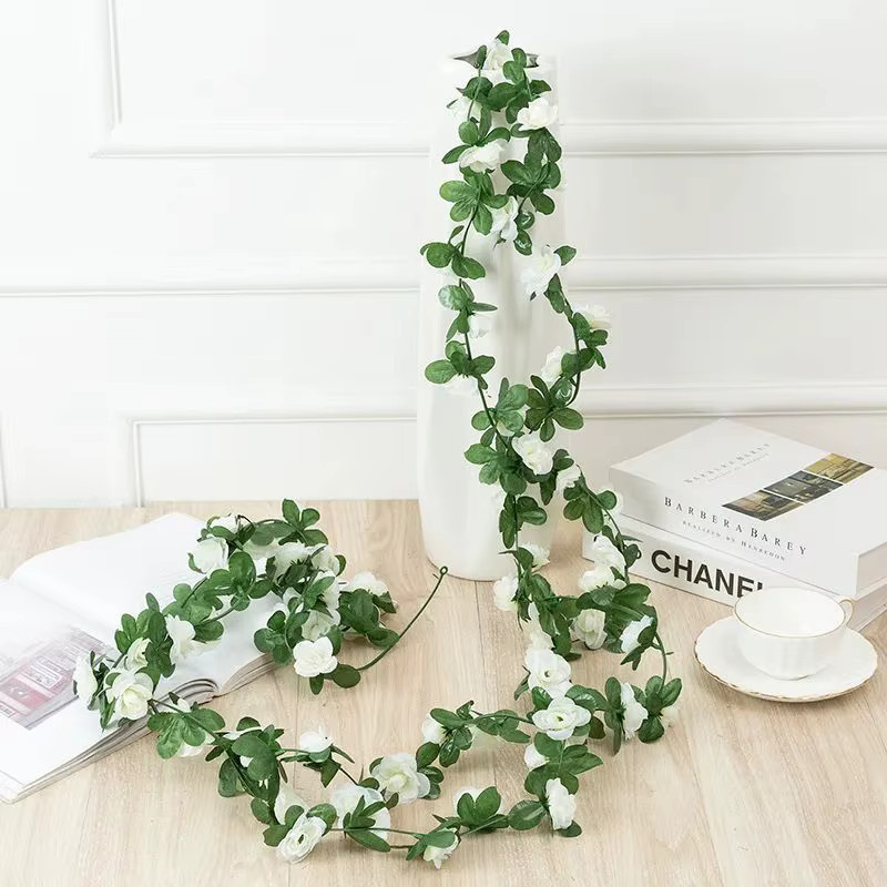 TTCY Künstliche Rosen Girlande in Rot und Weiß für Hochzeiten, Valentinstag und Garten Dekorationen - Bild 2