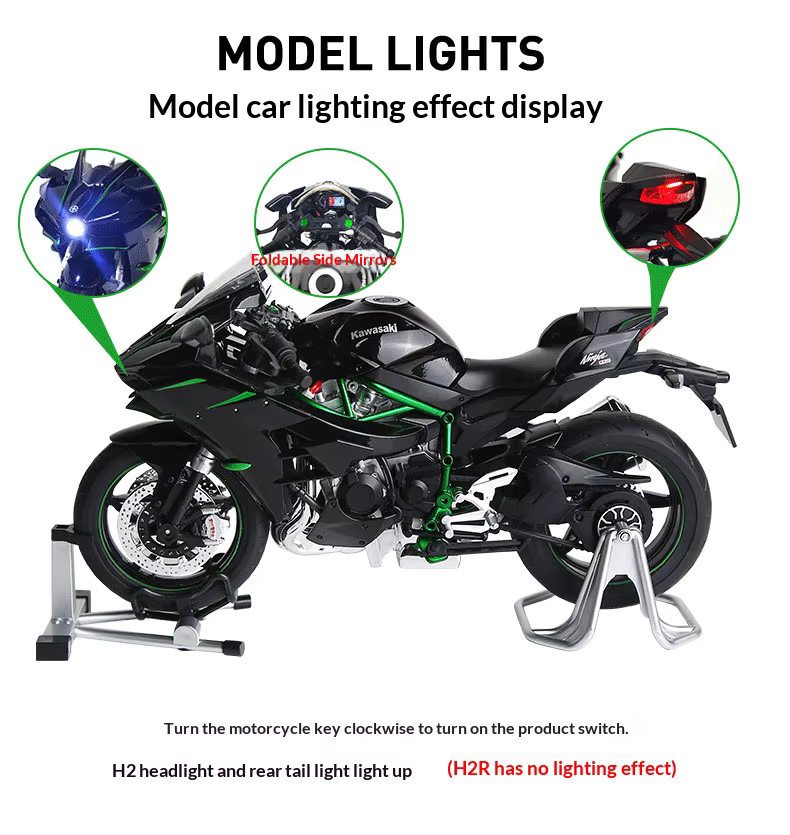 Maisto 1:9 Kawasaki H2R Motorradmodell, Fahrzeug, Schwarz - Bild 3