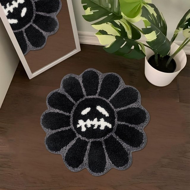 VIKAMA Gothic Sunflower Bodenmatte, schwarz, rutschfest und saugfähig, B/T: 50 x 50 cm - Bild 1