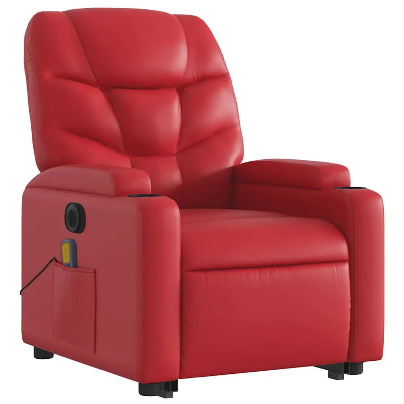 vidaXL Massagesessel Modell 3 mit elektrischer Aufstehhilfe in Rot aus Kunstleder - Bild 2
