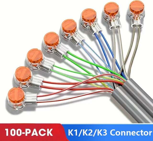 100 Stück K1 K2 K3 Crimpklemmen Verbindungsstücke für Ethernet LAN und Telefonkabel-Anschluss - Bild 1