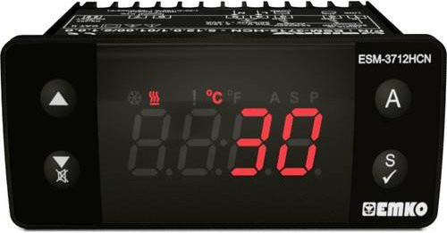 Emko ESM-3712-HCN.5.12.0.1/01.00/2.2.0.0 2-Punkt-Temperaturregler PTC Schwarz mit Relais 16 A und 5 A, Temperaturbereich -50 bis 130°C - Bild 1