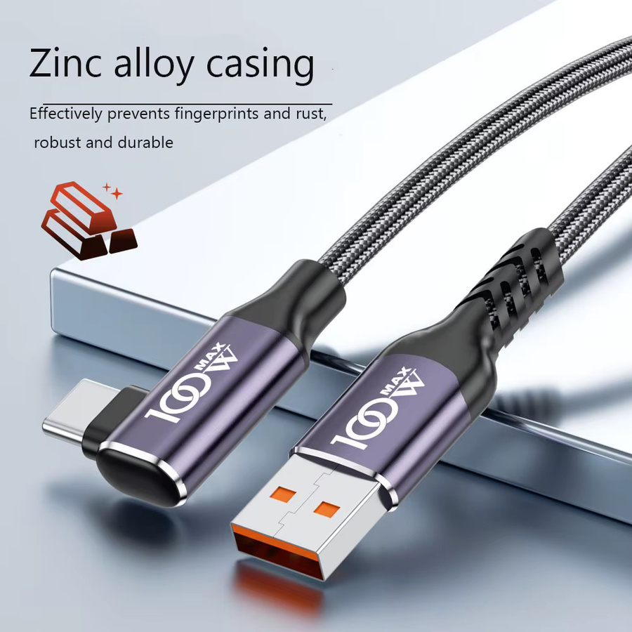 Langlebiges USB-C auf USB-A Ladekabel aus geflochtenem Nylon in Grau - Bild 4