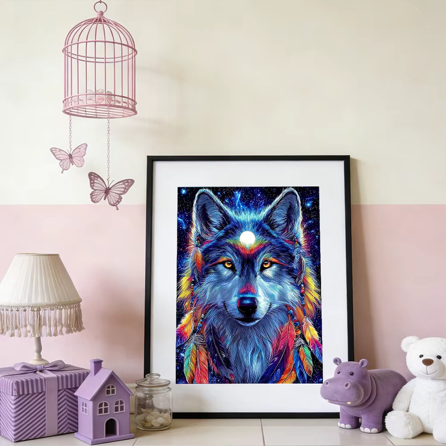 Huacan Diamant-Malset Wolf Mosaik Tier Set in Multicolour, B/H: 30 x 20 cm - Bild 2