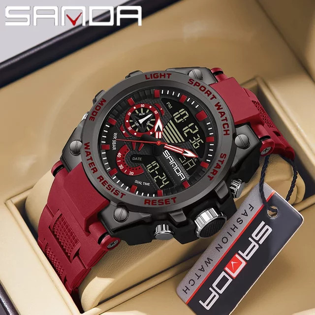 SANDA Armbanduhr Analog-Digital, Quarz, Schwarz, Kunststoff, Herren - Bild 1