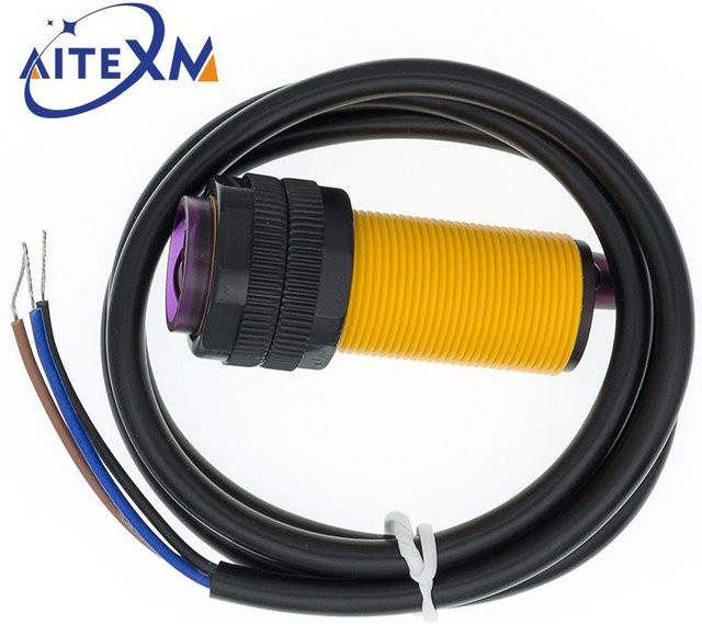 AITEXM ROBOT E18-D80NK Infrarot Hindernisvermeidung Photoelektrischer Sensor Proximity Schalter in Gelb mit einstellbarem Erkennungsbereich von 3-80 cm - Bild 1
