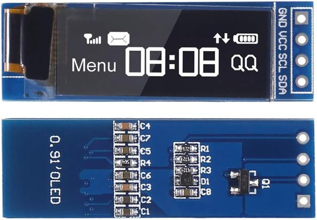AOKIN 0,91 Zoll I2C OLED Display Modul SSD1306 in Weiß/Blau für Arduino (3,3 V ~ 5 V) - Bild 1