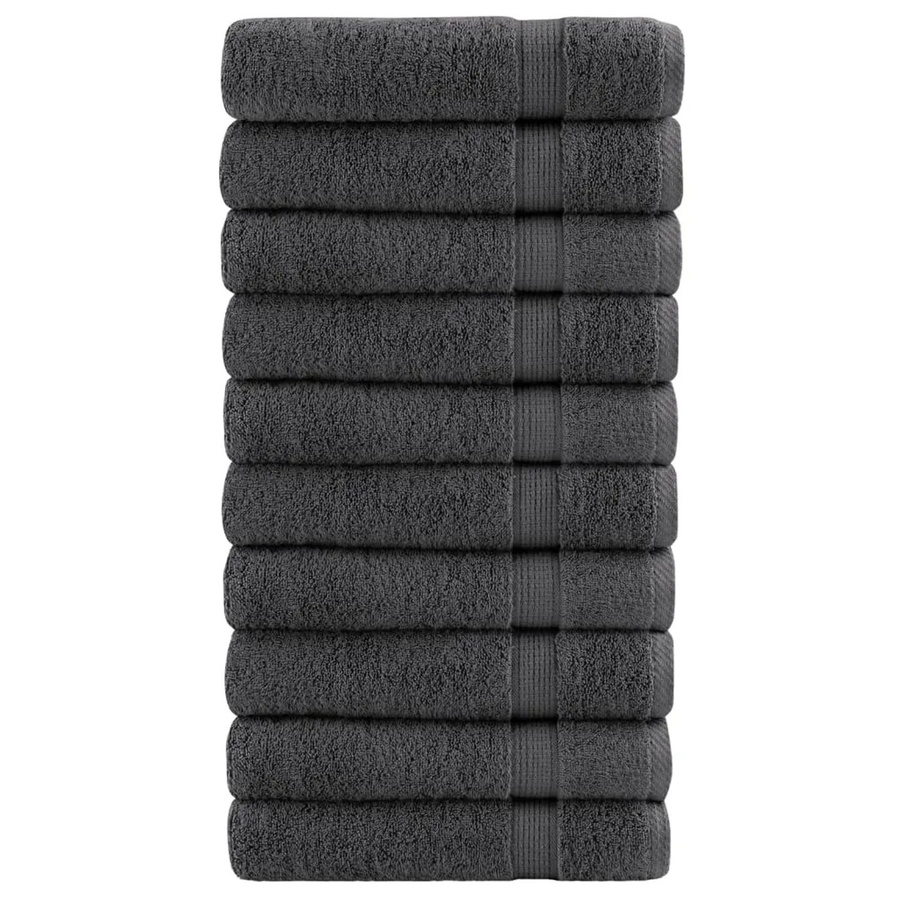 vidaXL Premium Duschtücher aus Baumwolle, 10 Stück, Anthrazit, B: 70 cm, L: 140 cm, 600 g/m2 - Bild 2