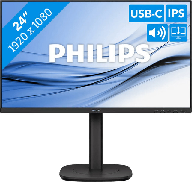 Philips 24B2U3301/00 Monitor mit 24 Zoll Full HD IPS Display in Schwarz und USB-C Anschluss - Bild 1