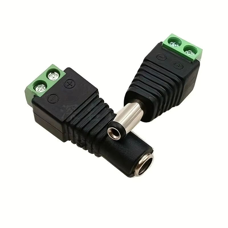 5 Stück DC-Stecker-Buchse-Klemmen in Schwarz, 12 V Stromanschluss mit 2,1 mm x 5,5 mm für CCTV-Kameras und LED-Streifen (5050, 3528) - Bild 4