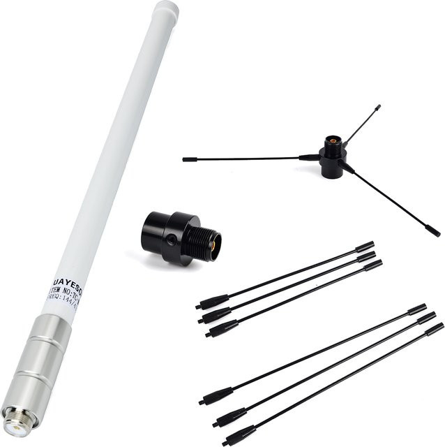 YNIBST VHF 136–174 MHz Fiberglas-Mobilfunk-Basisantenne in Weiß mit PL259 bis SO239 Anschluss für Amateurfunk-Transceiver - Bild 1