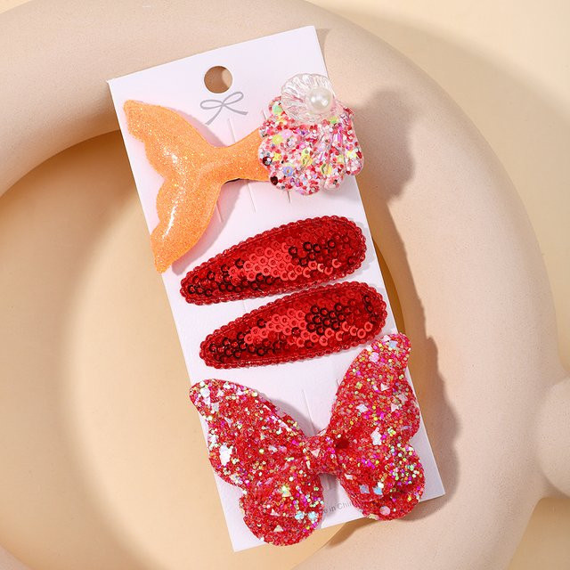 HAHAYL Haar Clips Pailletten Fischschwanz Schmetterling, 4er Set, Kinder - Bild 1