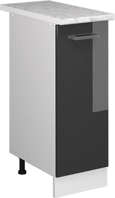 Vicco Apothekerunterschrank R-Line Küchenschrank in Weiß und Anthrazit Hochglanz mit Marmor-Arbeitsplatte, Breite: 30 cm, Höhe: 82 cm, Tiefe: 60 cm - Bild 2