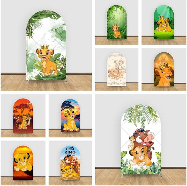 Potdemiel König der Löwen Simba Bogen-Hintergrundbezug für Kindergeburtstag und Babyparty, Mehrfarbig, B/H: 120 x 50 cm - Bild 1