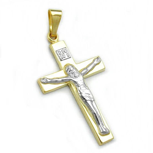 SIGO Anhänger Jesuskreuz, bicolor Gold, 375, Unisex - Bild 1