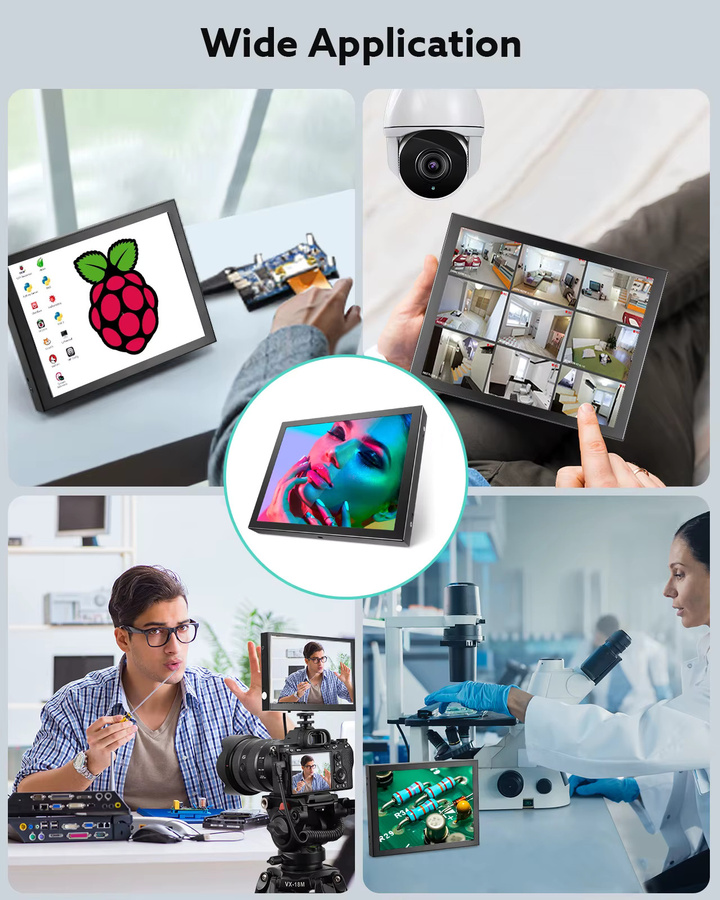 Eyoyo 8 Zoll tragbarer Industriemonitor mit 1024x768 LCD-Display, HDMI und VGA, schwarzer TFT-Bildschirm mit Lautsprecher für CCTV, Raspberry Pi und Auto-Rückfahrkamera - Bild 4