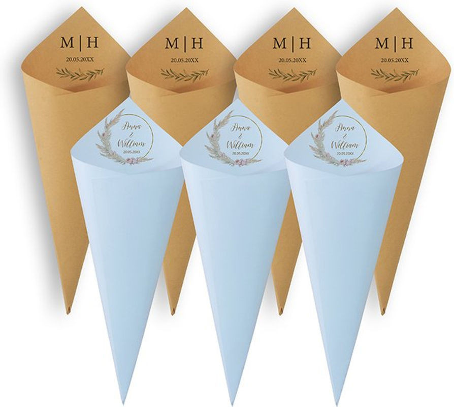 30 Stück WDINPATY Konfetti-Wurfkegel aus Papier mit floralem Design, personalisierte Kegel für Hochzeit, Babyparty und Geburtstag, mehrfarbig - Bild 1