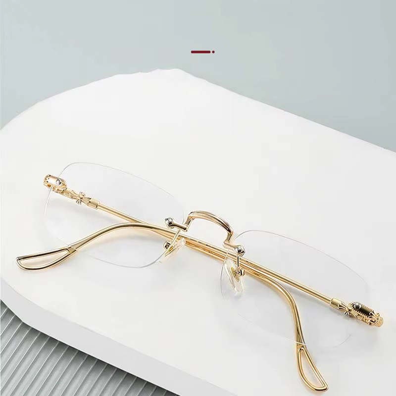 Lesebrille, randlos, quadratisch, Gold, Metall, Anti-Blaulicht - Bild 2