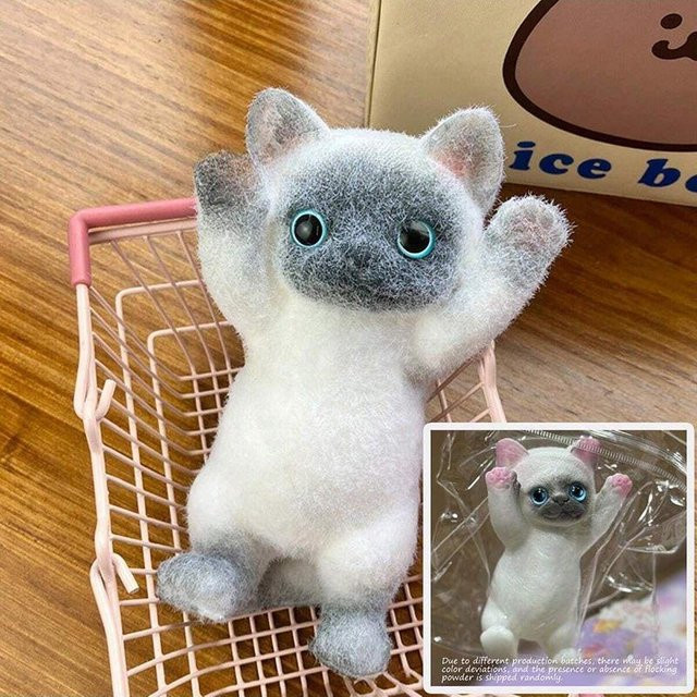 Binchi Outdoor Equipment Squishy Niedliche Beflockte Katze, ab 6 Jahren - Bild 1