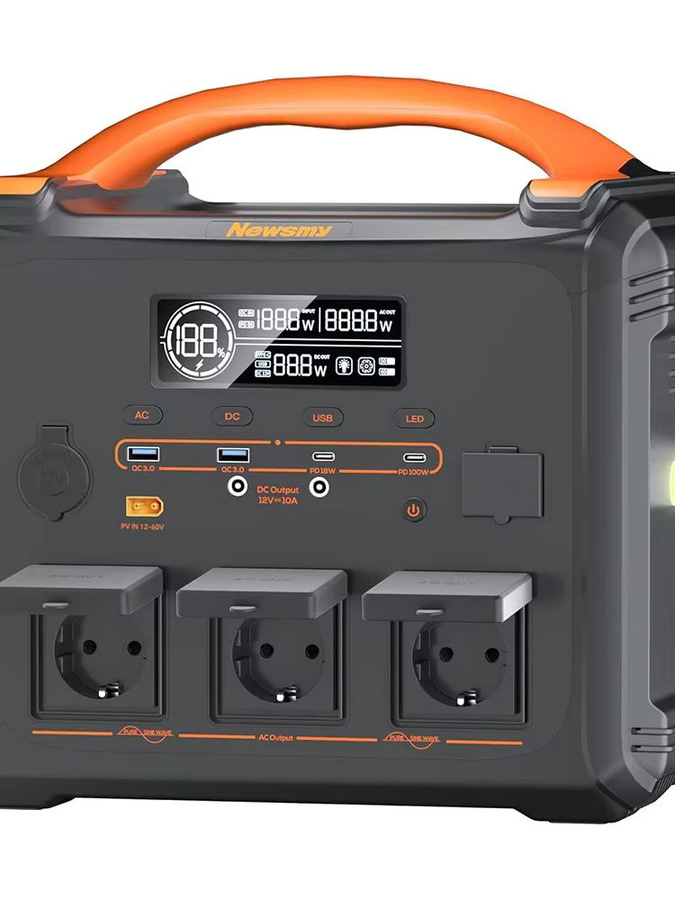 NEWSMY S1210 Tragbare Powerstation mit 2000W Leistung, 3000W Spitzenleistung, 1102,5Wh LiMnFePO4-Akku, 1300W AC Schnellladung und MPPT Solargenerator - Bild 6