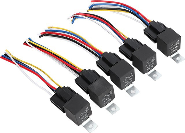 5er Set 12V Auto Relais 40A SPDT 5 Pin mit Steckschlüsselsatz in Schwarz - Bild 1