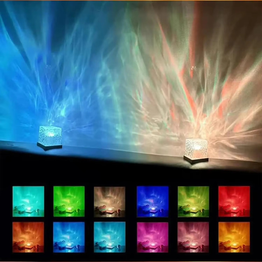 XIWANGFIRE Rotierender Wasserwellen-Projektor mit 16 Farben und Flammen-Kristalllampe in Multicolour für Wohnzimmer, Arbeitszimmer und Schlafzimmer - Bild 2