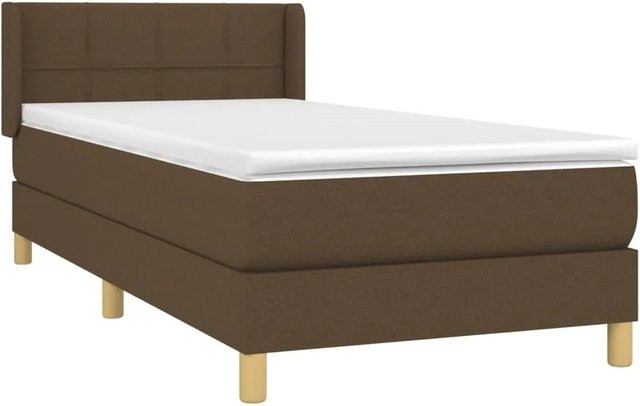 vidaXL Boxspringbett Hybrid mit Matratze Dunkelbraun B/T/H: 90 x 193 x 78 cm - Bild 1