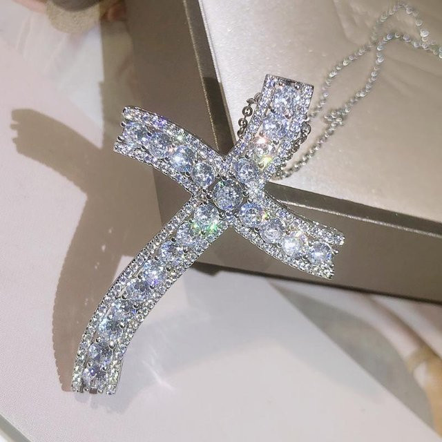 YIRAN Halskette mit Kreuz Anhänger, 925 Silber, Zirkonia, Unisex - Bild 1
