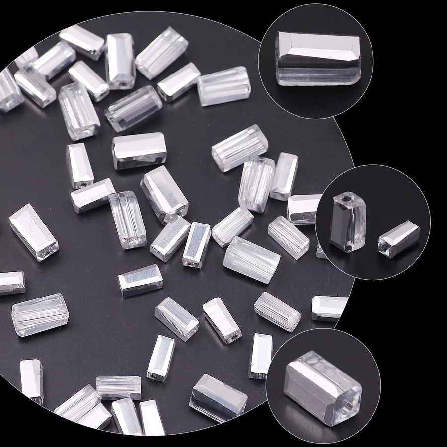 JHNBY Kristallglas Perlen, Rechteckig, Halbsilber, 2x4/3x6/4x8mm - Bild 4
