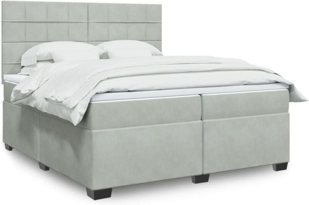 Vidaxl Boxspringbett mit Matratze in Grau aus Samt und Holzwerkstoff B/T/H: 200 x 200 x 140,5 cm - Bild 1