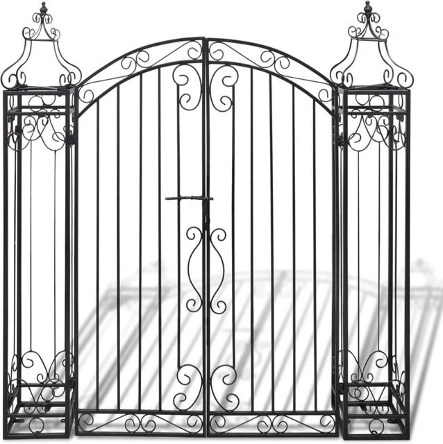 vidaXL Zierendes Gartentor aus Schmiedeeisen in Schwarz, B/T/H: 122 x 20,5 x 134 cm - Bild 1