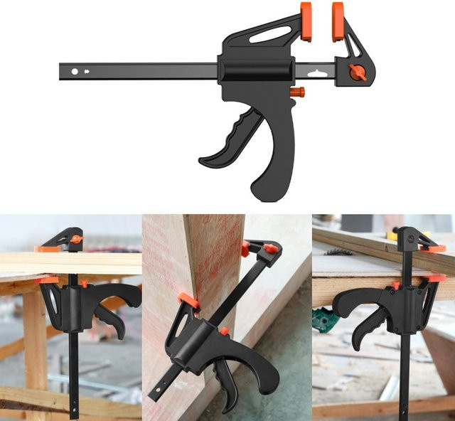 5er Set DTBD Mini F-Typ Schraubzwingen 4 Zoll in Schwarz für Holzbearbeitung und Befestigung - Bild 1