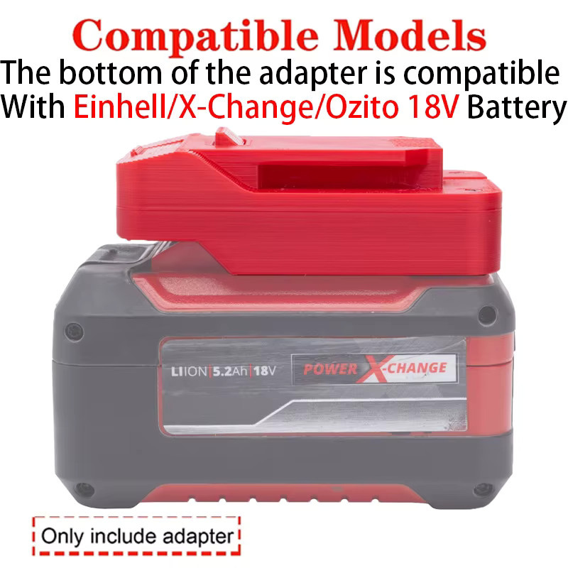 Einhell Akku-Adapter zur Nutzung von Ferrex 20V Energy Li-Ion-Werkzeugen mit Einhell Power X-Change und Ozito 18V Li-Ionen-Akkus, Farbe: Rot - Bild 2