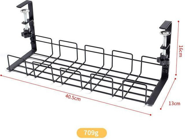 NATAWA Kabelmanagement-Rack unter dem Schreibtisch, Metall-Kabelorganizer zum Aufhängen von Kabeln und Netzteilen, Schwarz, B/T/H: 40,5 x 16,0 x 16,0 cm - Bild 1