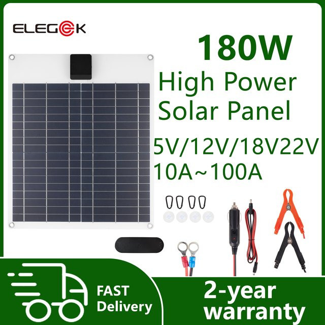 ElEGEEK Flexibles Solarpanel mit Controller, 18W Poly-Solarpanel für USB-A und 12V-Batterie, Camping-Ladegerät in Schwarz oder Weiß - Bild 1