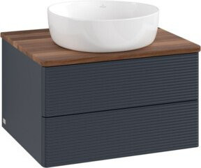 V&B Waschtischunterschrank Antao mit Frontstruktur und Beleuchtung, Farbe Blau, B/T/H: 60 x 36 x 50 cm - Bild 1