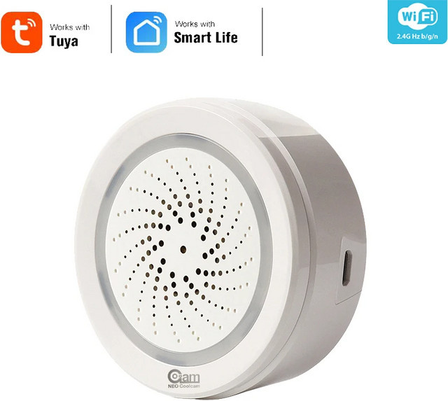 Tuya Smart Wifi Sirene mit Temperatur- und Feuchtigkeitssensor in Weiß - Bild 1